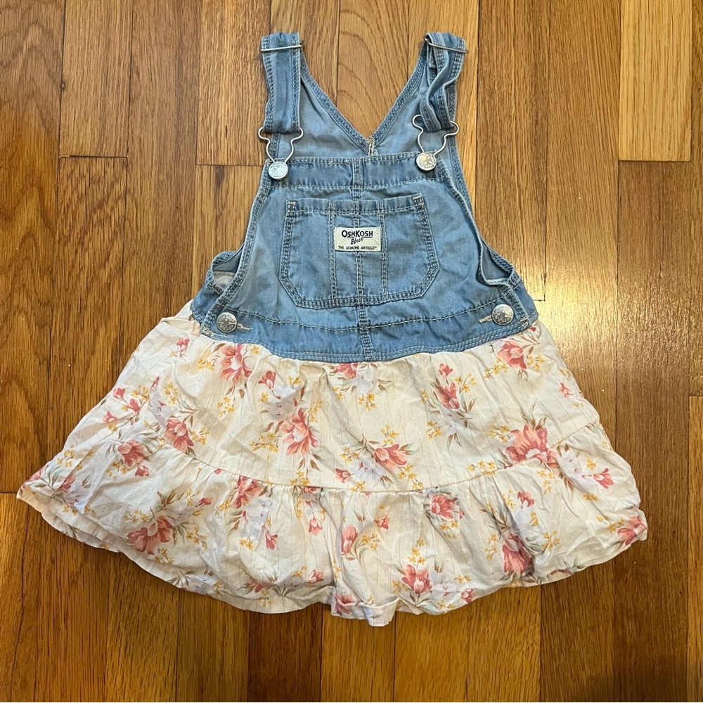OshKosh B'gosh Denim and Floral Kids Overall Dress